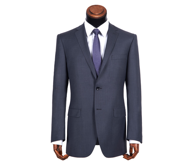 夏县灰色暗条纹西服套装定制